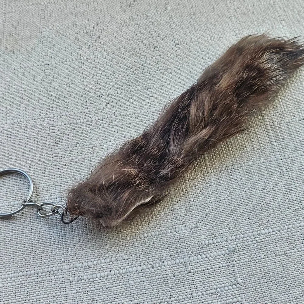 Real Fur Key Chain Handmade Brown Hair Fur Keys Holder Keychain